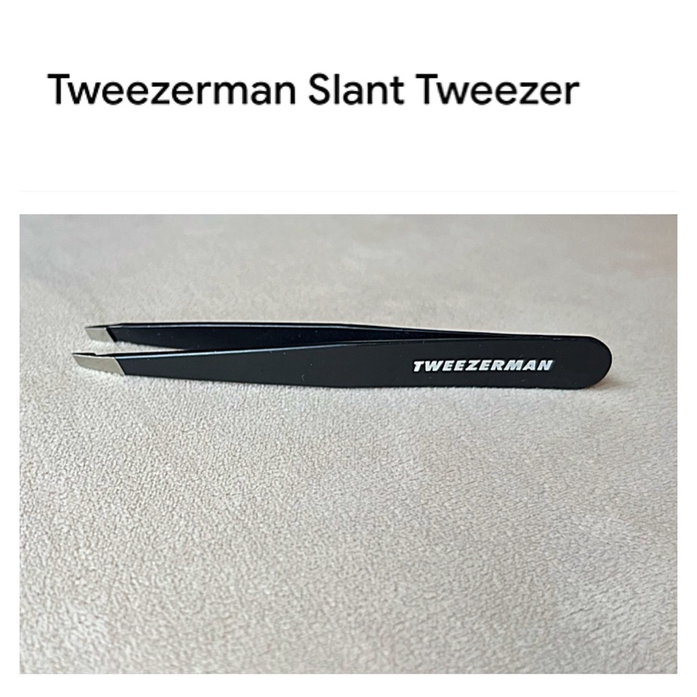 2 Tweezerman Slant Tip TWEEZERS; Black; Stainless Steel; FULL SIZE & TWEEZERETTE - Picture 3 of 11
